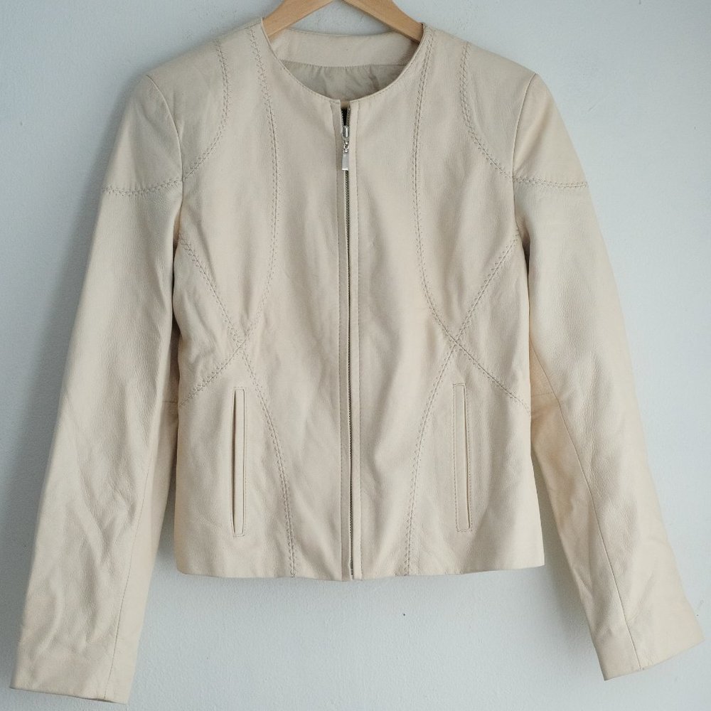 Off white Leather Jacket, size Small, perfect condition